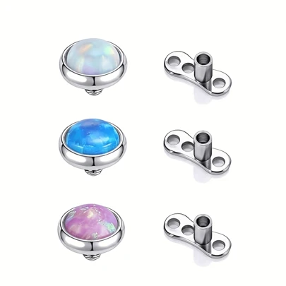 SENLANSP 1pc Europese en Amerikaanse stijl titanium staal synthetisch opaal implantaat dermale piercing sieraden, geschikt voor dagelijks gebruik door mannen en vrouwen