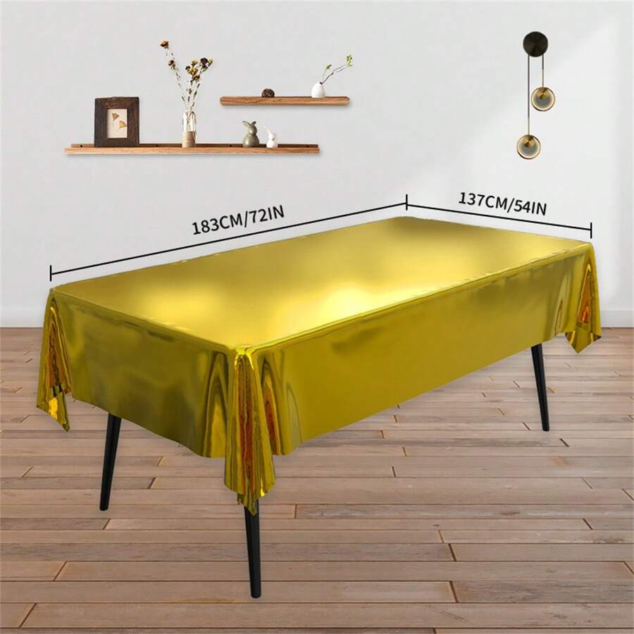 1 Pc Solid Color Silver Tablecloth Rectangular 72*54 Inch