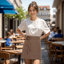 1pc Kitchen Canvas Waterproof Apron, Waitress/Cooking Apron With Reinforced Seams, Waterproof Waist Ties, Half-Body Apron