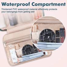 Toiletry Bag For Women, Large Makeup Bag, Hanging Toiletry Bag For Bathroom, Thickened PVC Waterproof Travel Bag, Toiletries Bag For Travel Business Trips And Camping, Blue