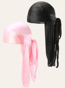 Awegeo 2 件装女士纯色丝绸光滑透气海盗帽男女通用户外运动头饰