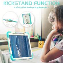 适用于 iPad (A16) 第 11 代/Air11/Air13 M3 (2025) 第 9/8/7 代 (2021/2020/2019) 的重型防震保护壳，坚固耐用的硬壳保护套，内置支架，适用于 10.2 英寸 iPad 2021/2020/2019。 - 迷彩淺藍 - 查看 5