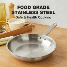 Stainless Steel Frying Pan, Small Skillets For Professional Cookware, Steel Cooking Pan With Stay-Cool Handle, Induction Compatible, Dishwasher Friendly, Oven Friendly To 450℉ - 銀色 - 查看 4