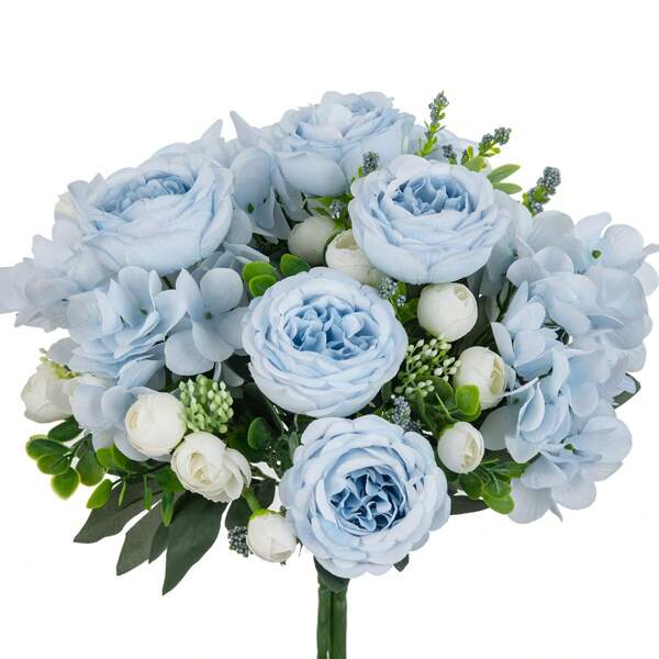 1 pièce/3 pièces Fleurs artificielles Pivoines en soie Bouquets de fausses roses pour les décorations d'automne, du Nouvel An, de mariage, de vase pour la maison, salle à manger, chambre à coucher, festival, anniversaire, accessoires, jardin extérieur, Saint-Valentin, cadeau