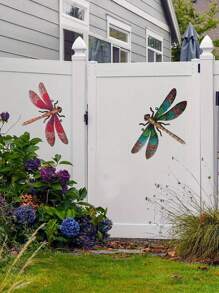 POSIGLOWTH 1pc Iron Metal Flatness Dragonfly Wall Art Decor Hanging Wall Ornament For Kitchen Living Room Bedroom Terrace Balcony Patio Fence Outdoor Indoor Decoration, Wall Sculpture Art, Handmade Gifts For Family, Friends