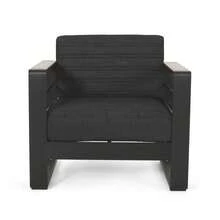 Outdoor Club Chair, Black + Natural + Dark Gray