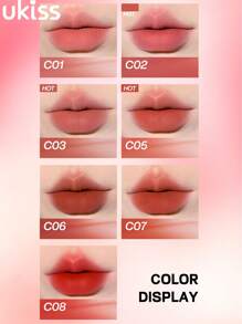 ukiss Tinte labial en crema de bruma lechosa, lápiz labial mate aterciopelado, color de alta pigmentación, de larga duración, ligero, lápiz labial líquido, suave, de larga duración
