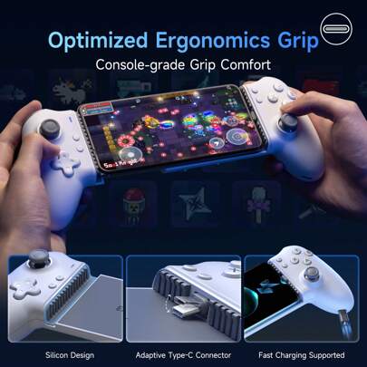EasySMX M15 Controlador de juego móvil, compatible con Android/iOS 15 y superior, retroalimentación de vibración de 6 niveles, botones mecánicos avanzados, joystick y gatillos de efecto Hall, gamepad programable para juegos como [Título del juego]
