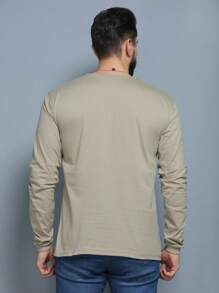 Men's Long Sleeve T-Shirt Basic Blouse Without Hood LIFE Print - Apricot - View 6