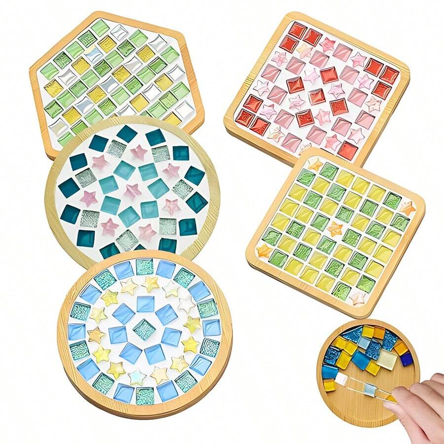 Mosaic Tile Craft Kit, DIY Mosaic Art Project Coasters Stained Glass