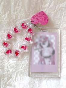 1个透明亚克力硬卡包，单卡收纳，心形钥匙扣，小型卡包，非接触式银行卡夹，地铁卡夹，便携式挂件，卡包，钱包，名片夹，信用卡夹，身份证夹，女士卡包 - 彩色 - 查看 13