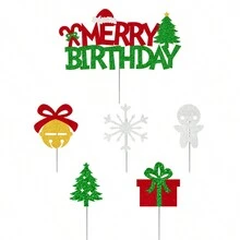 Bộ trang trí bánh Giáng sinh 6 món - Đỏ, Xanh lá, Cây thông Noel lấp lánh, Chuông, Người tuyết, Hộp quà, Bông tuyết, Trang trí bánh sinh nhật Giáng sinh Trang trí Giáng sinh Quà tặng Giáng sinh Trang trí Giáng sinh Trang trí Giáng sinh Quà tặng Giáng sinh Đồ dùng tiệc Giáng sinh - Nhiều màu - Xem 7