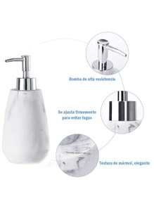 Set De 4pz Accesorios De Cerámica Para Baño Jabonera Dispensador Porta Cepillo Vaso - Blanco - Ver 5