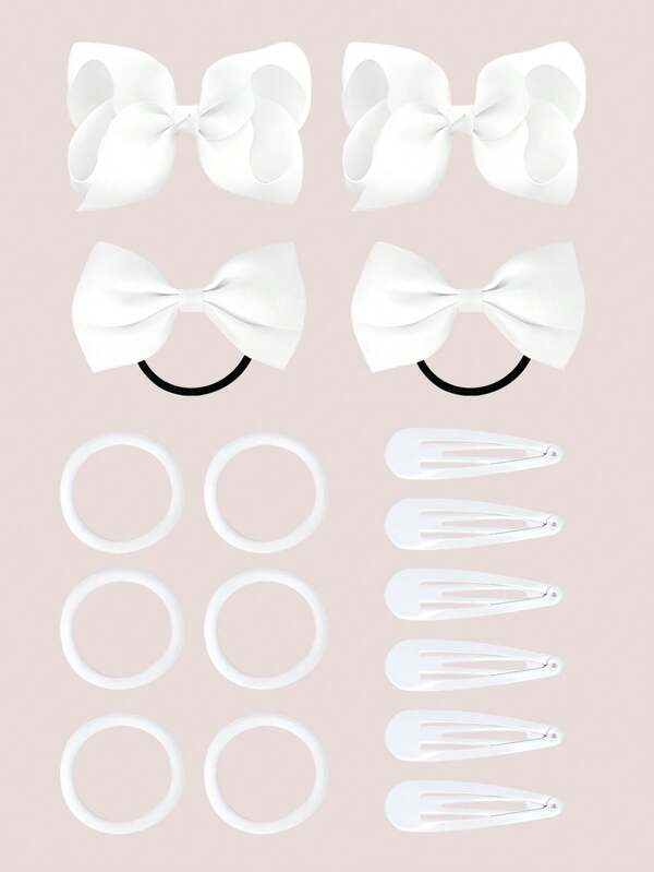 16pcs School Girls Hair Accessories Uniform Hair Bows Hair Clips Hair Ties Set Hair Accessories For Little Toddler School Girls Back To School
