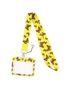 Butterfly Design Lanyard With ID Card Holder, Multi-Function Badge Reel For Bus Pass, Work ID, Campus Card - Multicolor - View 4
