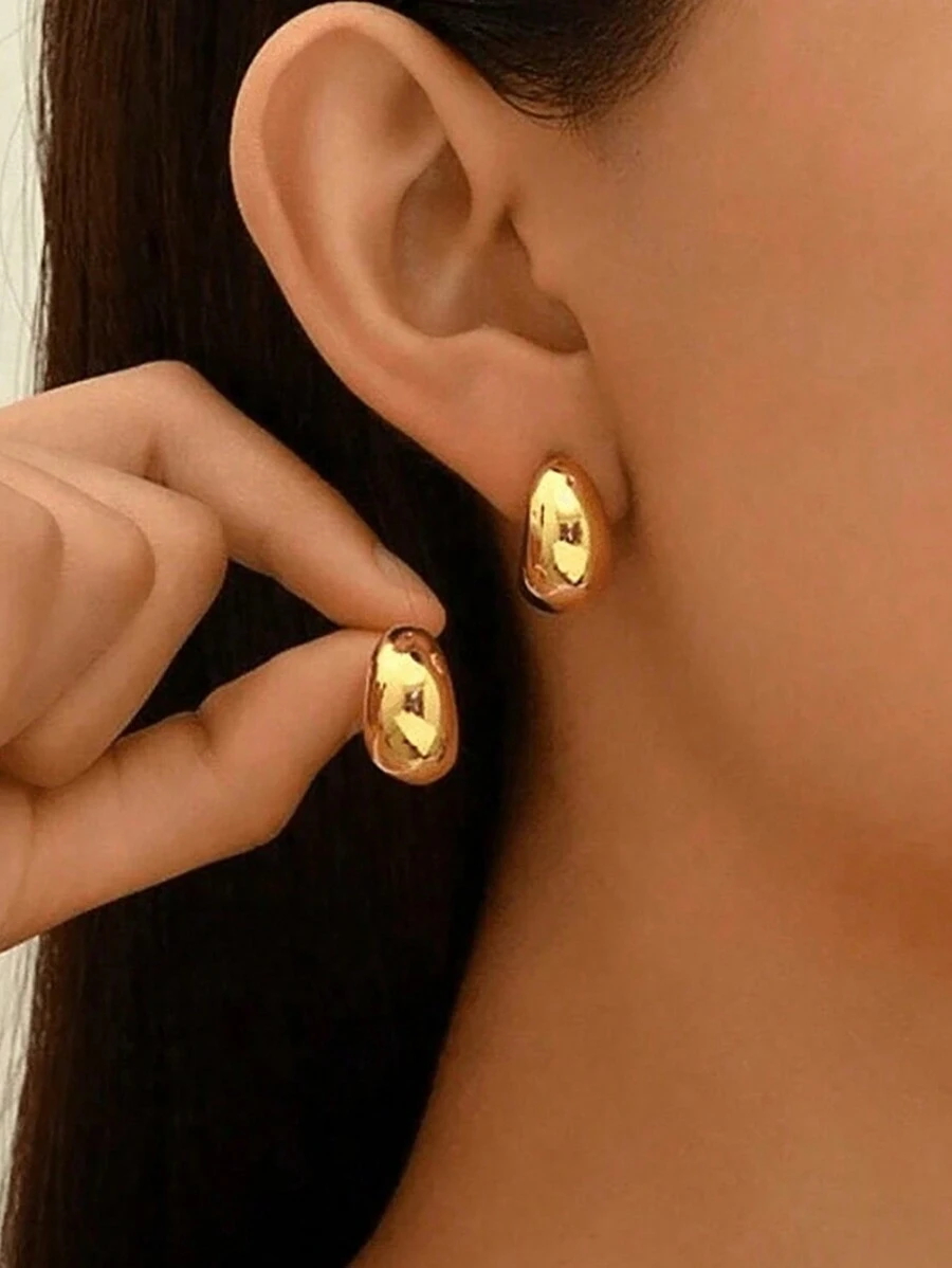 1pair Unique Beans Stud Earring Ladies Jewelry For Women 925 Sterling Silver Simple And Unique Fat Moon Earring Fine Jewelry Gift For Girl Daily Dating Decor For Sisters Friendship