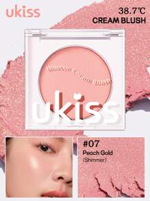 ukiss 纯色霜状腮红，哑光闪光腮红霜，质地柔软细腻，不粘腻，裸妆，持久妆容，一体式彩妆盘，面部美容化妆品 - 07# Peach Gold - 查看 3