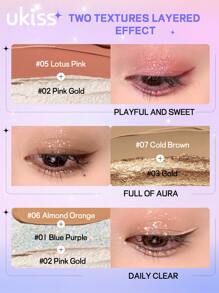 ukiss UKISS 1.5g Shimmer Liquid Eyeshadow, Shimmer, Long-Lasting Bright Shimmer Eyeshadow, Light, Smooth