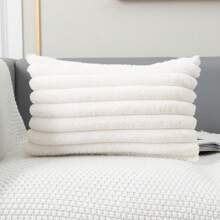 1 件白兔毛毛絨枕套,柔軟舒適的防脫落面料,現代沙發裝飾,帶度假家居裝飾墊套,適合家庭臥室和宿舍 - 白色 - 查看 4