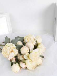 2 Bouquet Artificial Peonies Silk Flowers Vintage Fake Flowers Faux Peony Flowers For Flower Arrangements Artificial Centerpiece Home Table Dining Room Decor - 白色 - 查看 4