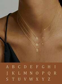 1pc 925 Silver Necklace 26 Initial Letters A-Z Necklace Plated With 14K Necklace For Bestie Women Girls Valentine's Day Gift Valentines