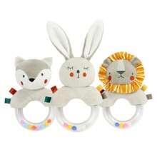 Infant Teething Grasp Ring Rattle, Lion/Fox/Rabbit Design