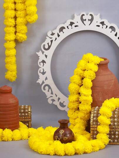 MEHELANY 3 件/包 150 厘米 59.1 英寸人造塑料万寿菊花适用于婚礼、圣诞节、活动装饰、万圣节、亡灵节活动派对装饰、婚礼、节日和传统主题装饰、家居装饰、摄影道具背景 DIY、万圣节装饰、家居装饰万圣节派对