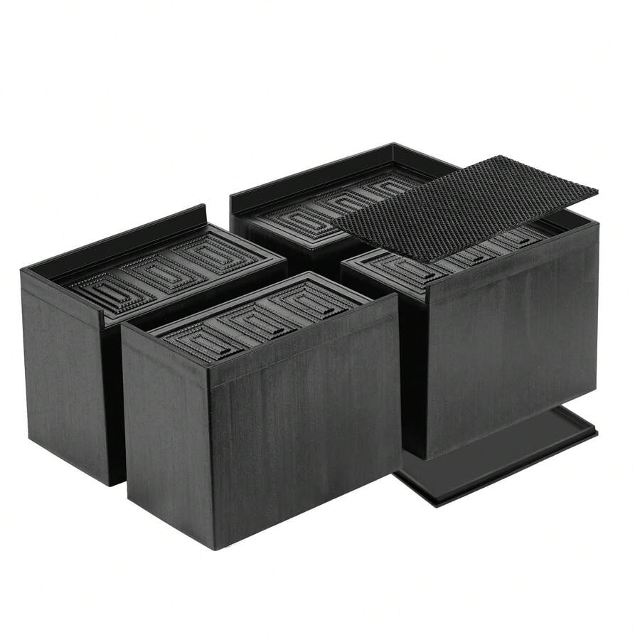 Pack Of 4 High Quality Adjustable Furniture Risers - Bed Risers, Table Risers, Chair Risers, Sofa Risers (Increase In Height 13.1 Cm) - Black - View 1