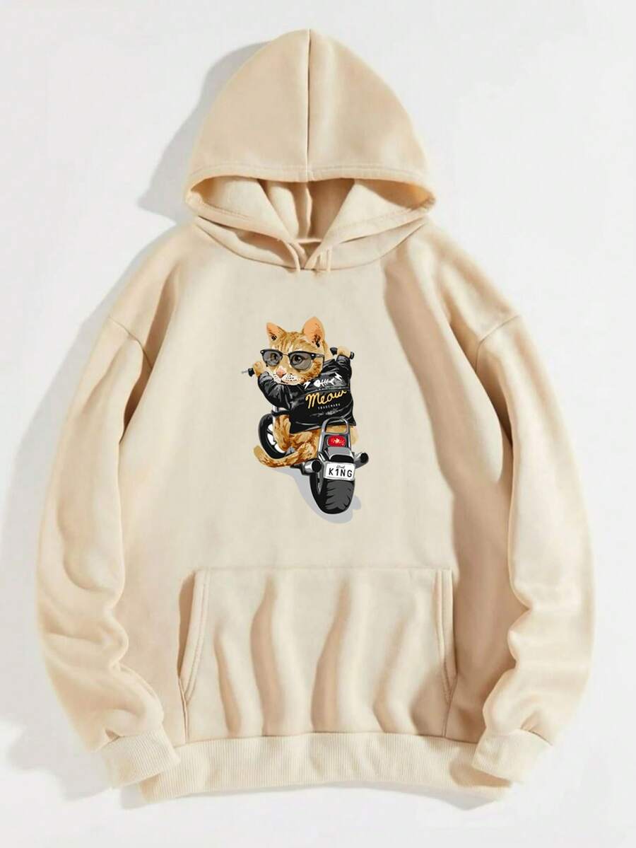 Cold Blouse Unisex Women's And Men's Sweatshirt Hooded Coat Cotton Moleton WITH PRINT - Màu be - Xem 1