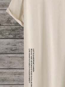 Unisex 100% Cotton Side Pink Print T-Shirt - Màu Khaki - Xem 3