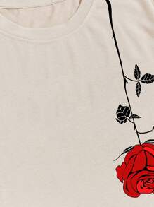 Unisex 100% Cotton Side Pink Print T-Shirt - Màu Khaki - Xem 4