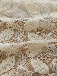 1 件米色镂空叶薄纱窗帘，公主风格浪漫蕾丝拼布窗帘，2024 年新款花卉卧室阳台田园风格 - 彩色 - 查看 6