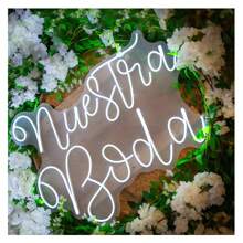 Letrero Led Neón Nuestra Boda 64x42cm decoración fiesta evento - Blanco - Ver 2