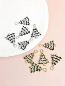 10 件精致小巧圣诞树造型水钻镶嵌珐琅饰物 - 非常适合 DIY 项链、手链、耳环钥匙扣和任何其他链饰，为家人和朋友制作时尚珠宝礼物 - 非常适合节日家庭派对场景装饰 - 聖誕樹 - 查看 4