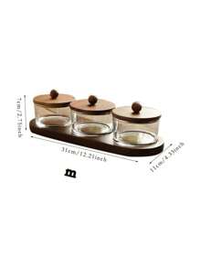 WGROOM 1 Set Multi-Functional Storage Jars/Canisters Set For Living Room, Dining Room, Kitchen, Tray For Grains, Candy, Cookies, Bread, Suitable For Outdoor, Wedding, Party, Gift, Birthday, Christmas Gift - Brown - View 18