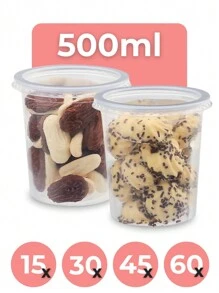 一次性包装 500 毫升，非常适合巴西莓和冰淇淋套装 15 / 30 / 45 / 60 带透明盖冰淇淋罐、冰淇淋店、迷你咸味冰淇淋、万圣节派对 - 15 單位 - 查看 1