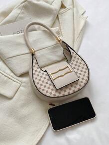 1 Túi Đeo Vai Mini Họa Tiết Hình Học Retro Chắp Vá, Thích Hợp Cho Phụ Nữ Sử Dụng Hàng Ngày Hoặc Quà Tặng - Màu be - Xem 6