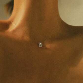 Invisible Necklace, Minimalist Clear Line Necklace With Cubic Zirconia Mermaid Teardrop, European And American Fashion Collarbone Chain With 8MM Diamonds