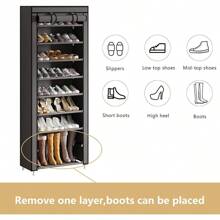 Zapatera con Cubierta de Tela con 9 Niveles Organizadores de Zapatos, Estructuras de Acero y Conectores de Plástico, Para Almacenar y Guardar los Zapatos - Gris Oscuro - Ver 4