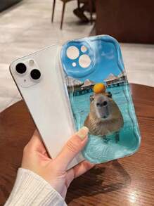 Wave, Seawater Capybara, Colorful Enamel Cream Wavy Edge Print Protective Phone Case, Compatible With IPhone 15, IPhone 15 Pro Max, Apple P13, P14, P11, P12, XS, XR, 7/8P, 7/8G, ES2, A50, A12, A32, A52, A72, A51, A21S, A13, A14, S22 Ultra, S23, A33, A53, S20 FE, Redmi 11 Youth, 12 Pro, 12/12X, Note 11, 9A, 9C, Polox3 NFC, Redmi 10, Redmi 9, 12C, Note 11 Pro, Redmi 10C, Note 8 Pro
