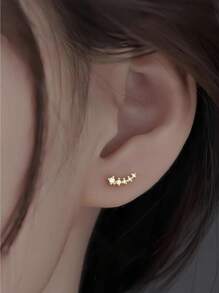 Bông tai bạc 925 kiểu dáng tối giản Hàn Quốc, đính đá Cubic Zirconia siêu nhỏ, phù hợp cho các bạn nữ tuổi teen và phụ nữ đeo hàng ngày và dự tiệc. - Bông tai sao băng - Xem 4