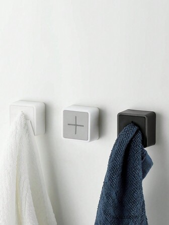 1pc No Drill Towel Holder Wall Mount Rack For Bathroom Kitchen, Silicone Towel Clips Organizer With Hook