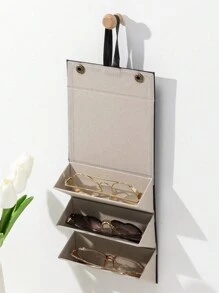 1pc (3/4/5/6 Grid) Casual PU Leather Glasses/Sunglasses Case Box Glasses Accessories For Women