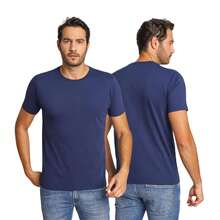 Kit With 3 Basic Men's Round Neck T-Shirts. Size:L;Color:White And Black And Navy - 彩色 - 查看 5
