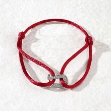 1 pieza Brazalete metálico ajustable con piedras de fantasía simple y de moda, amuleto de la suerte colorido para uso diario por mujeres