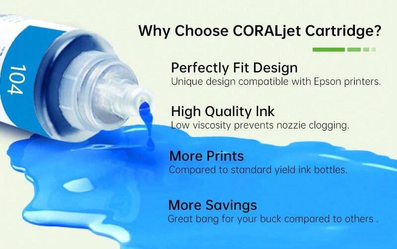 CORALjet Coraljet 104 XL Ink Bottle Compatible With Epson EcoTank 104