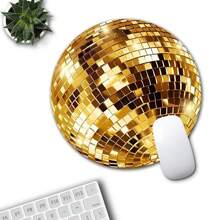 1pc Cute Glitter Ball Mouse Pad, Round Office Desk Pad With Anti-Slip Rubber Base, Small Mini Travel Mousepad For Laptop, Notebook, Office, Home, Study And Gaming, 8"X8"X0.08"