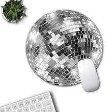 1pc Cute Glitter Ball Mouse Pad, Round Office Desk Pad With Anti-Slip Rubber Base, Small Mini Travel Mousepad For Laptop, Notebook, Office, Home, Study And Gaming, 8"X8"X0.08"