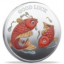 1/2/3pcs Silver-Color Koi Fish Pisces Prosperity Lucky Challenge Coins - Silver - View 9