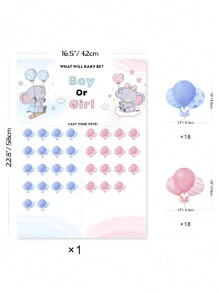 1 套 1 张海报，男女贴纸各 18 张，性别揭示宝宝揭示团队游戏卡，生日派对用婴儿淋浴家庭装饰礼物 - 彩色 - 查看 8